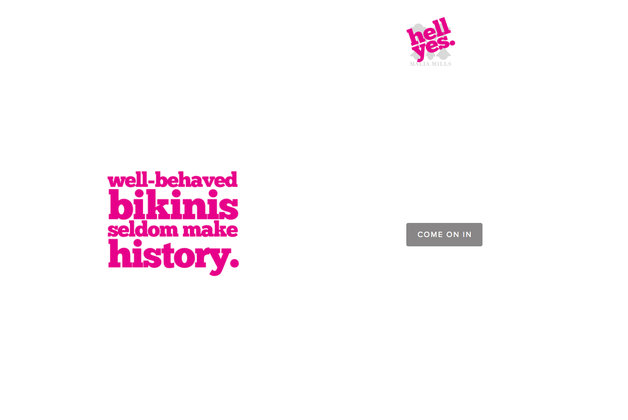 hell yes by Malia Mills website and campaign imagery